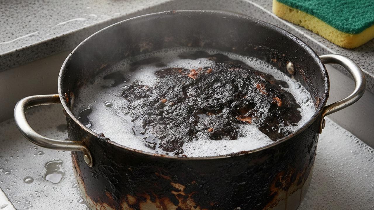 Cara Membersihkan Kerak Gosong di Panci (Foto: Gemini AI)