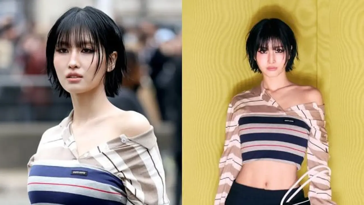 Potret Cantik Momo TWICE Pamer Perut Rata di Paris Fashion Week (credit: instagram/sobrikorea)