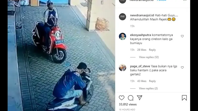 tak semua pencuri bisa membawa kendaraan yang diinginkan, salah satu contohnya terlihat dalam video yang dibagikan akun Instagram @newdramaojol.id.