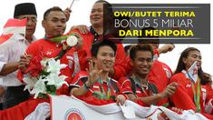Video peraih medali emas Olimpiade Rio 2016, Tontowi Ahmad dan Lilliyana Natsir, menerima bonus lima miliar rupiah secara simbolis.