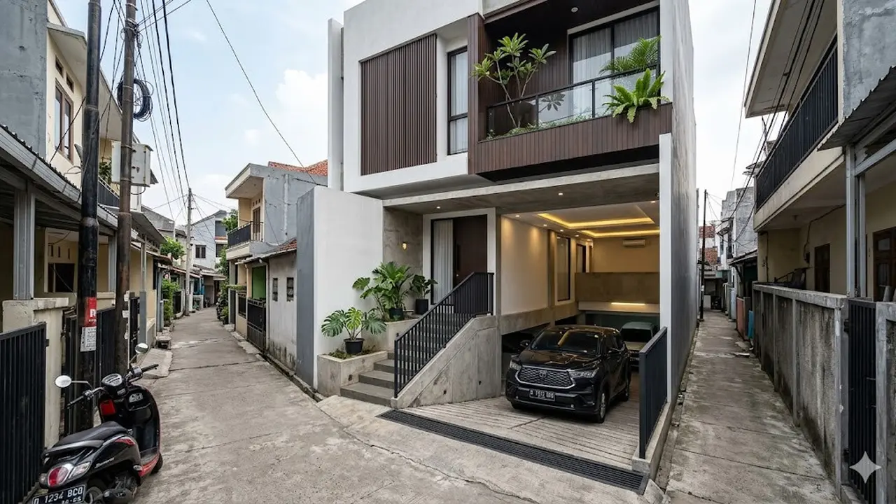 5 Contoh Rumah di Gang Sempit tapi Punya Garasi Luas, Solusi Lahan Perkotaan
