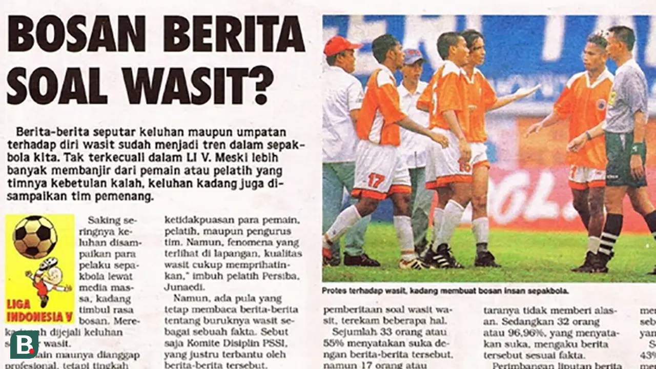 Berita Tabloid Bola soal Mafia Wasit di Liga Indonesia 1997-1998
