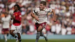 Pertandingan yang berlangsung di Old Trafford itu menjadi laga debut Viktor Gyokeres di Liga Inggris bersama Arsenal. (AP Photo/Dave Thompson)