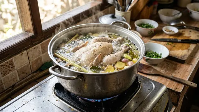 Penyebab Muncul Busa Saat Ayam Direbus/AI Generated