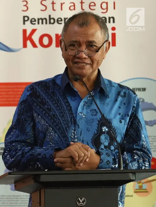 Ketua KPK Agus Rahardjo meberikan sambutan pada peresmian Pusat Edukasi Antikorupsi (ACLC) di Jakarta, Senin (26/11). Pusat Edukasi Antikorupsi ini tidak hanya diperuntukkan pegawai KPK, namun juga seluruh masyarakat stakeholder. (merdeka.com/Dwi Narwoko)