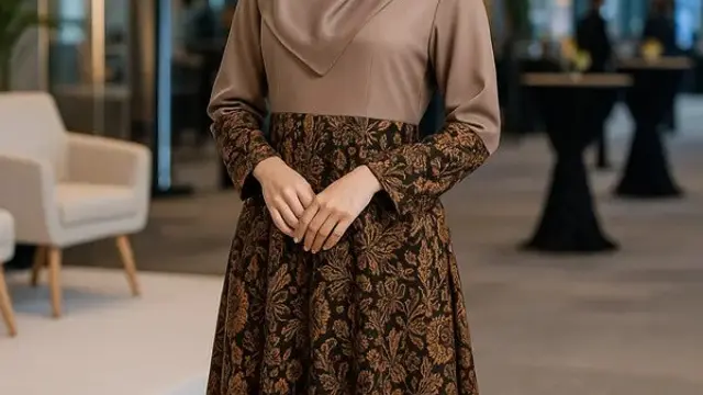 Baju Batik Pesta Wanita Berhijab Syar’i