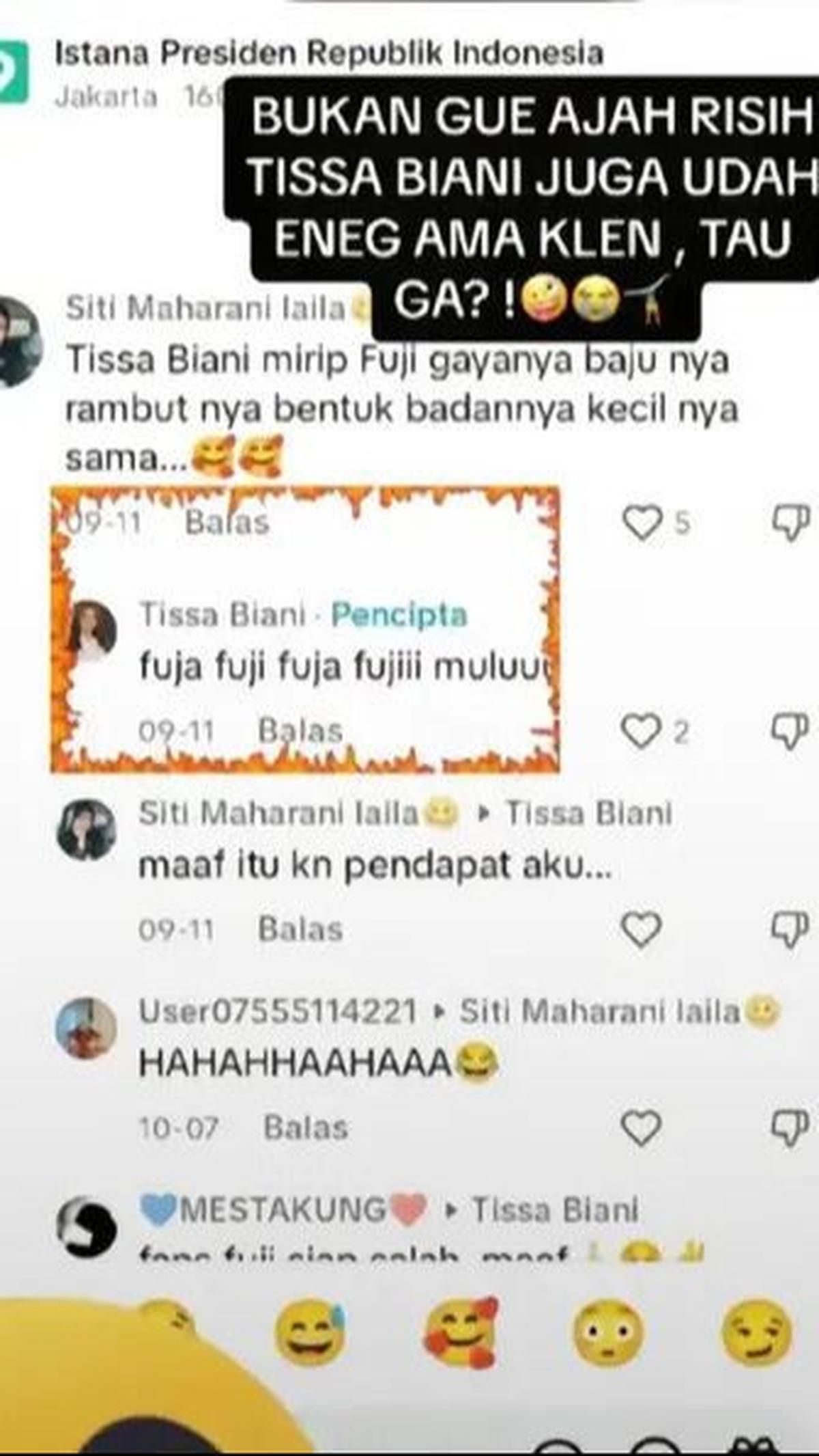 Tissa merespons dengan menulis "Fuja fuji fuja fujiii muluuu," yang kemudian menarik perhatian banyak orang.