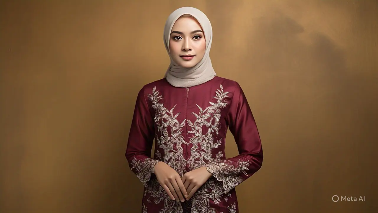 Model Kebaya Hijab Burgundy yang Elegan dan Kekinian