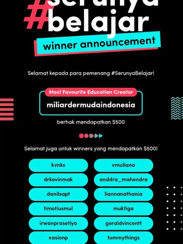Samuel Christ meraih The Most Favorite Education Creator 2022 (1st half) dari Tiktok.