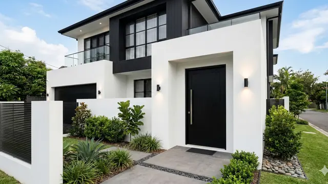 Rumah Minimalis Cat Hitam Putih (Foto: Gemini AI)