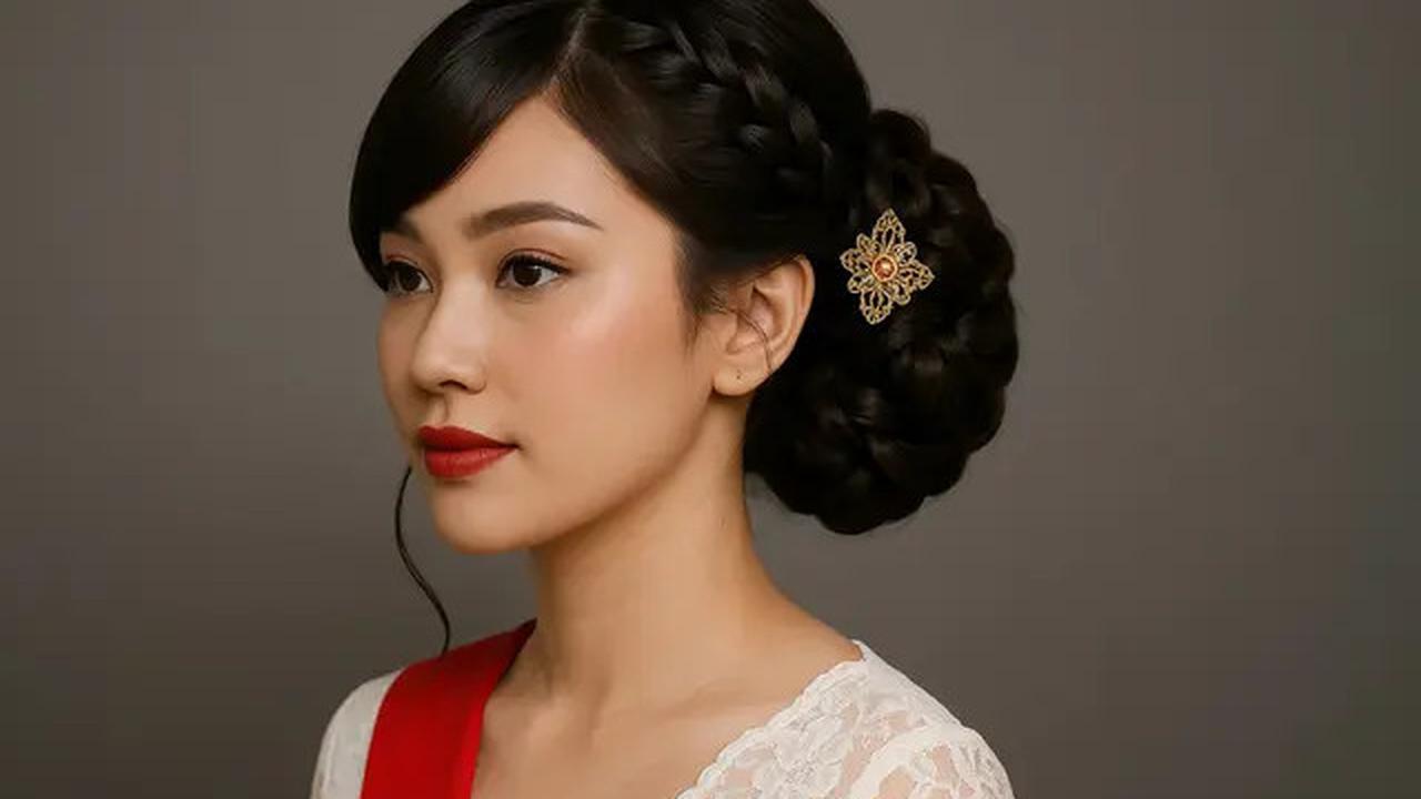 7 Model Sanggul Modern dengan Poni untuk HUT RI ke-80, Anggun dan Kekinian