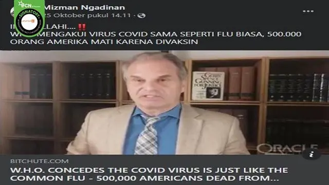 Gambar Tangkapan Layar Informasi WHO Akui Covid-19 Sama Seperti Flu Biasa (sumber: Facebook).