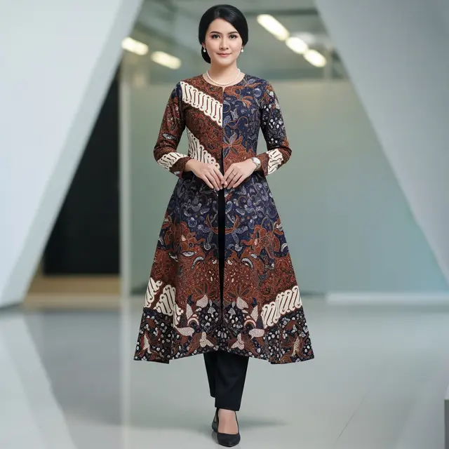 Atasan Batik Wanita Elegan Panjang Terbaru (Image by Gemini AI)