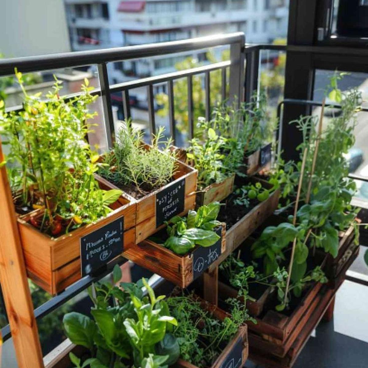 Ilustrasi Taman di Balkon Minimalis dengan Pot Unik (©Pinterest)