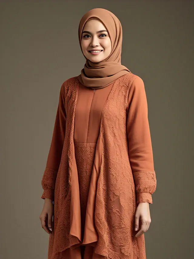 Gamis Brokat Terracotta 2025