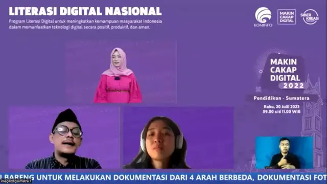 Ade Nurma menghadiri webinar program Literasi Digital Nasional, Rabu (20/7/2022).