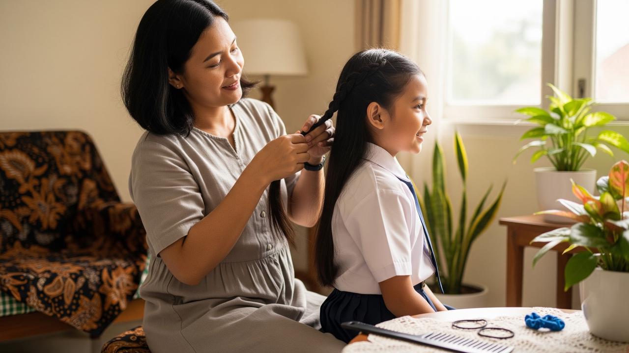 Cara Menata Rambut Anak Perempuan untuk Sekolah/AI Generated