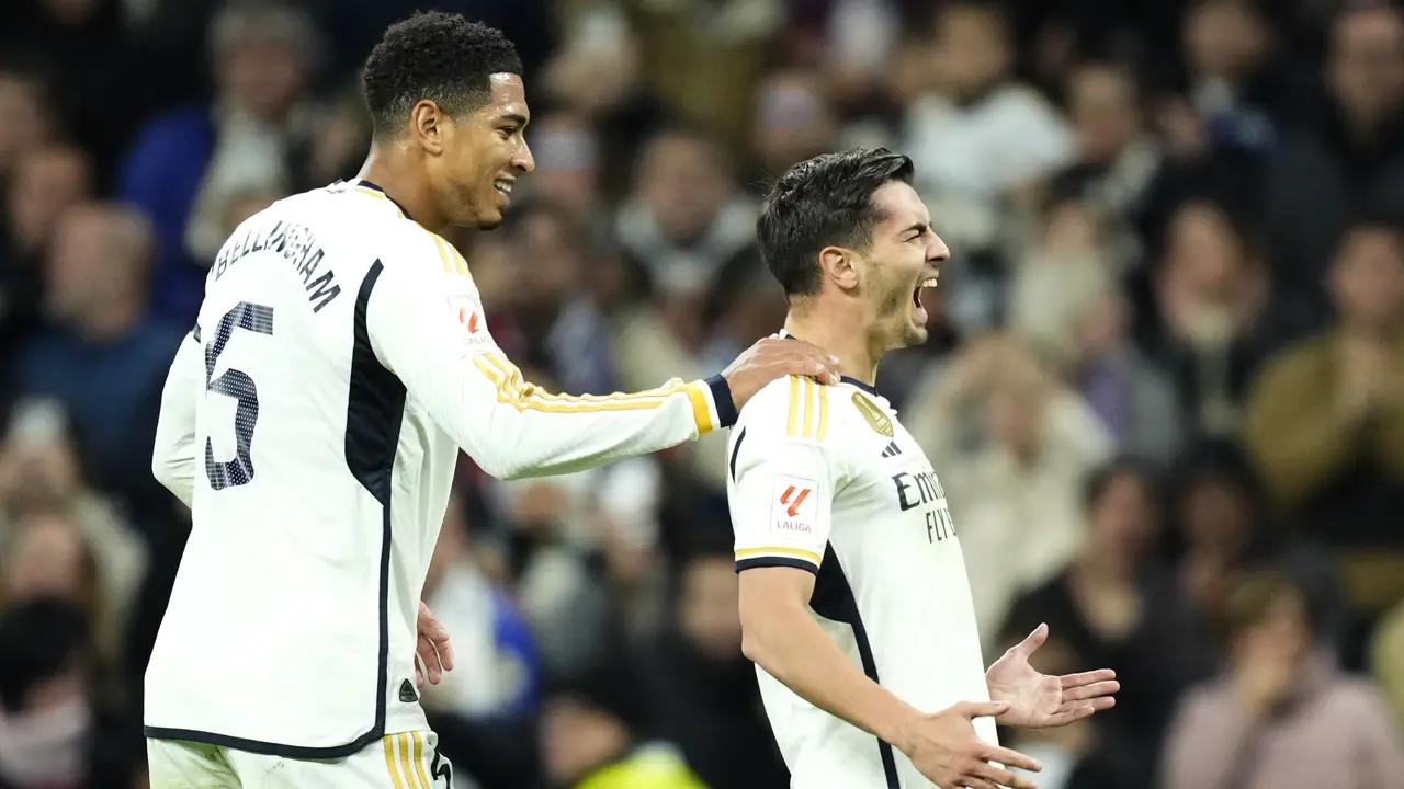 Selebrasi pemain Real Madrid saat melawan Granada