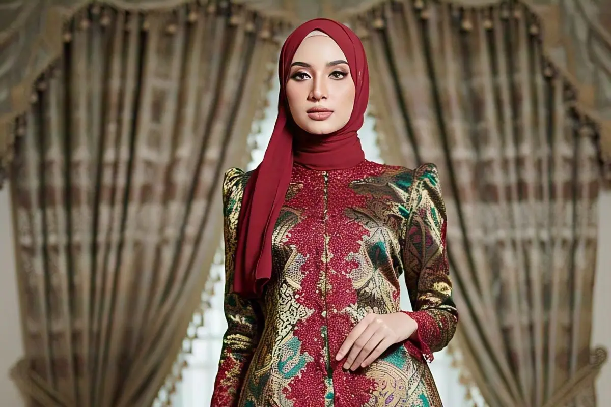 Model Gamis Batik Pesta Kombinasi Brokat