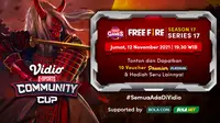 Jadwal dan Live Streaming Vidio Community Cup Season 17 Free Fire Series 17, Jumat 12 November 2021