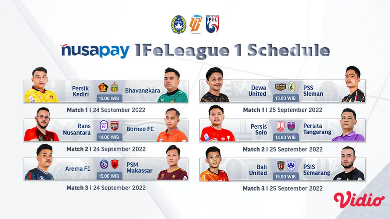 Link Live Streaming Nusapay IFeLeague1 2022 Match 4 di Vidio, 24-25 September