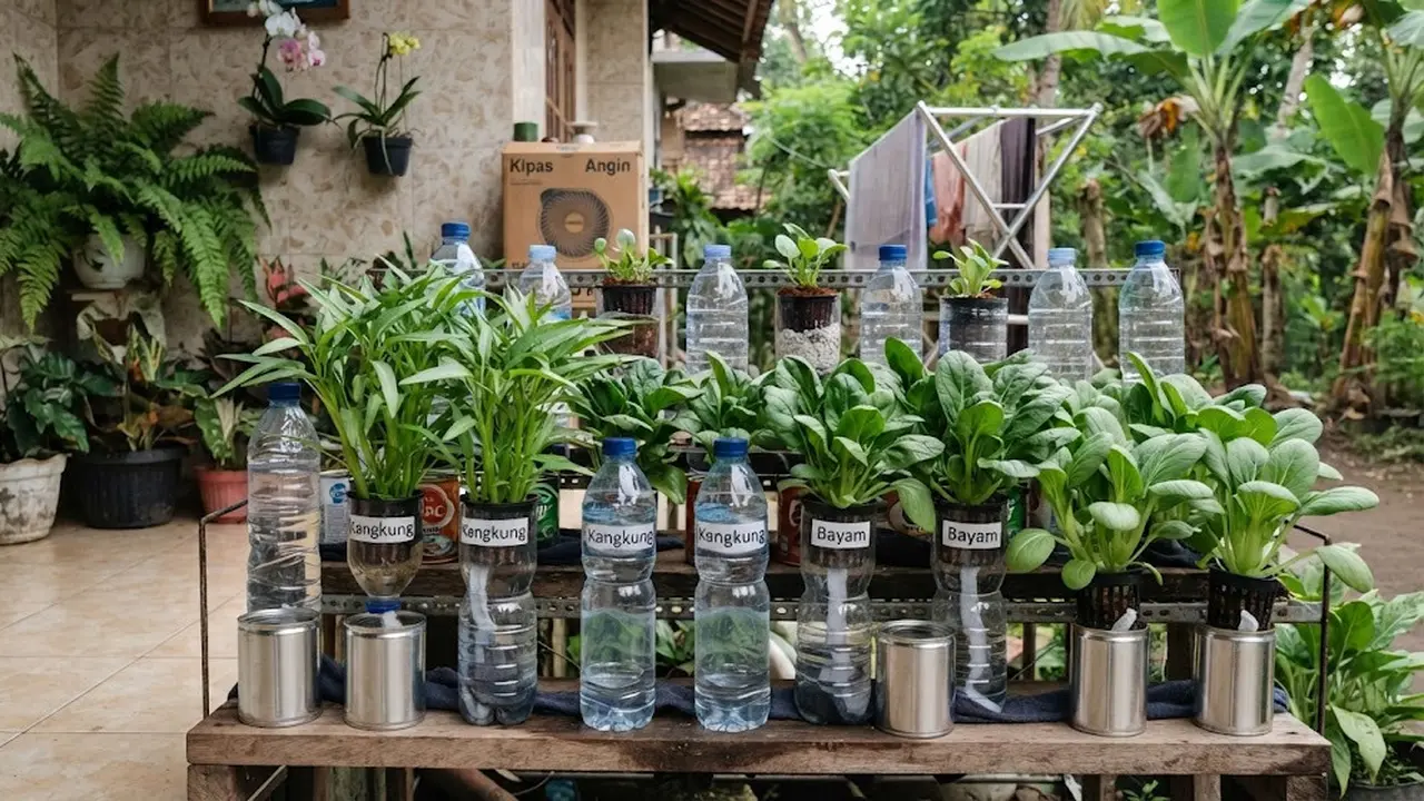 Model hidroponik wick system sederhana dari barang bekas