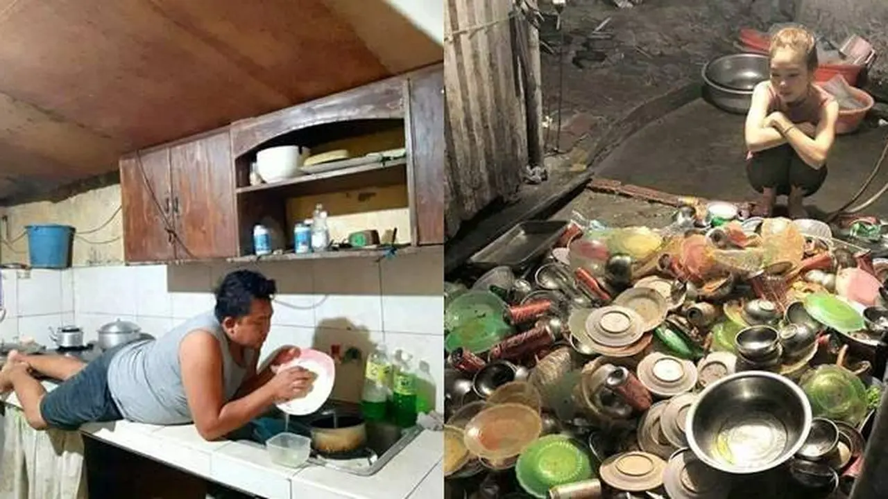 6 Potret Nyeleneh Orang Saat Cuci Piring Ini Bikin Tepuk Jidat
