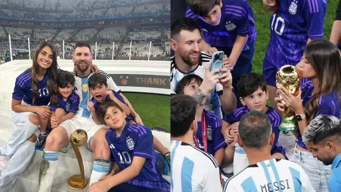 Gaya Antonella Pakai Ripped Jeans saat Perayaan Argentina Juara Piala Dunia 2022, Bikin Gemas Dipotret Lionel Messi