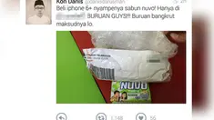 Kejadian lucu dialami oleh seorang komedian tanah air. Niat hati ingin membeli handphone canggih, namun yang didapat malah sabun mandi.