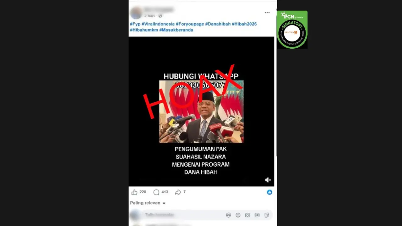 Cek Fakta Liputan6.com mendapati klaim video Menkeu Suahasil Nazara mengumumkan program dana hibah.