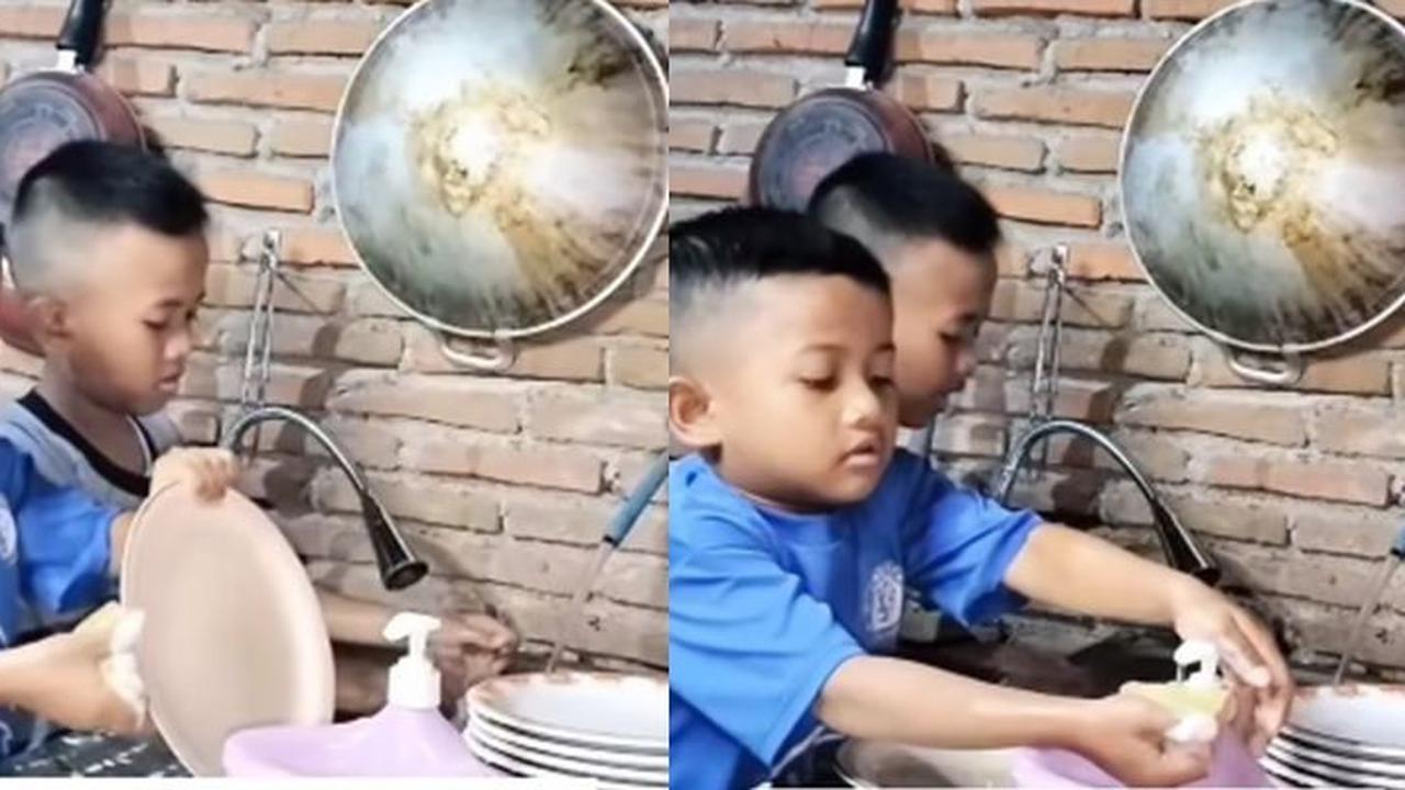 Sambil Cuci Piring, Dua Bocil Bersuara Merdu Murojaah Alquran Bikin Decak Kagum