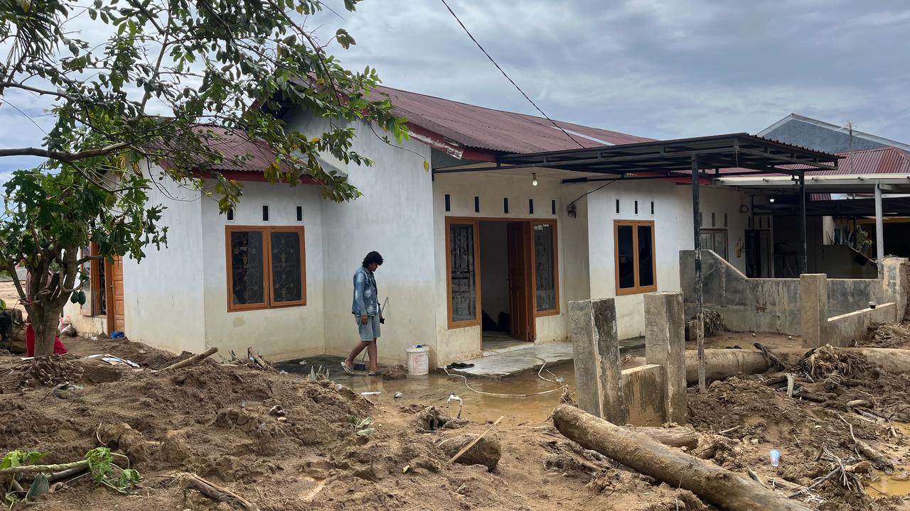 Rumah warga korban banjir di Tabing Banda Gadang, Kecamatan Nanggalo, Kota Padang, Sumatera Barat (Sumbar)