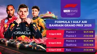 Jadwal live streaming Formula 1 Gulf Air Bahrain Grand Prix 2025 di Vidio Akhir Pekan Ini. Dukung pembalap dunia jagoan kalian di Formula 1 Gulf Air Bahrain Grand Prix 2025 hanya di layanan OTT Vidio. (sum. doc. vidio.com)