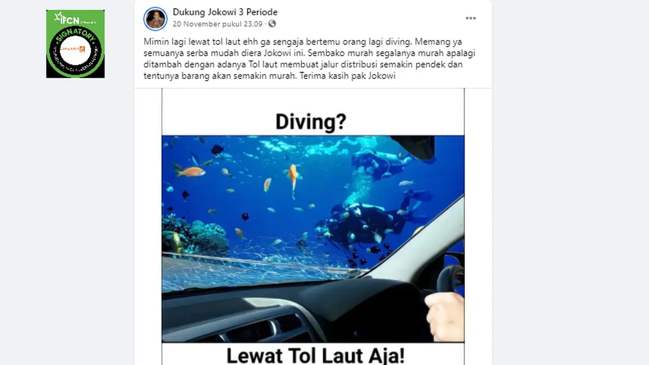 Cek Fakta Liputan6.com menelusuri klaim foto pemandangan saat melewati tol laut
