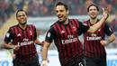 Pemain Ac Milan, Giacomo Bonaventura merayakan golnya ke gawang Pescara pada laga Serie A Italia di San Siro Stadium, Milan (30/10/2016). Milan menang 1-0. (AFP/Matteo Bazzi)