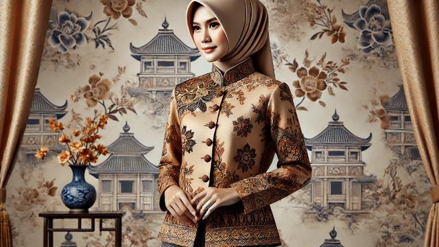 Batik Model Shanghai Berhijab untuk Kerja (Foto: Rizka Nur Laily via ChatGPT)