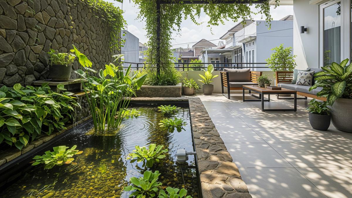 7 Ide Teras Rumah dengan Tanaman Air Tanpa Ikan, Estetik dan Minim Perawatan