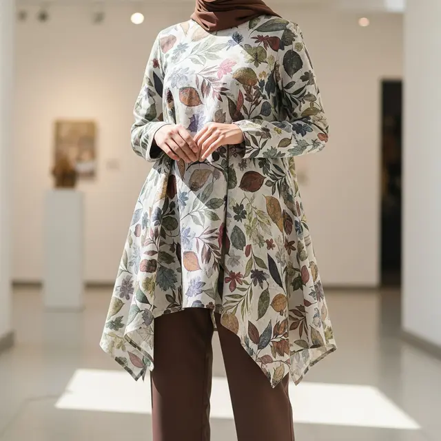 Model Tunik dari Kain Batik Ecoprint