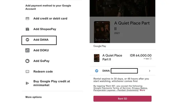 Pembayaran item premium di Google Play bisa menggunakan saldo DANA