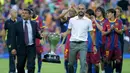 Xavi Hernandez telah resmi ditunjuk sebagai pelatih Barcelona pada 8 November 2021 lalu. Sebagai mantan pemain yang akhirnya menjadi juru taktik Barcelona, menarik untuk ditunggu apakah ia akan sukses merebut gelar LaLiga seperti 5 pendahulunya berikut? (AFP/Josep Lago)