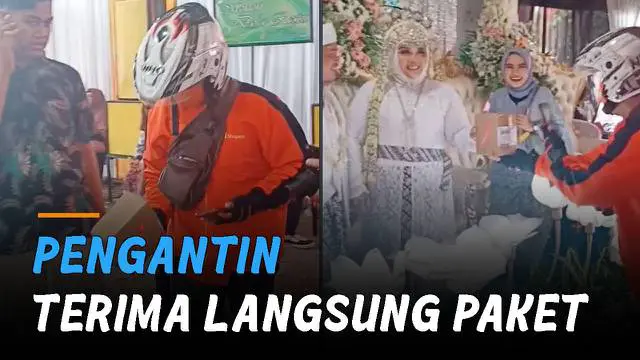 Pengantin yang sudah berhias juga difoto sang kurir untuk bukti penerimaan paket.