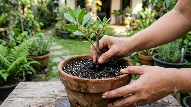 Tanam Stek Batang ke Dalam Pot