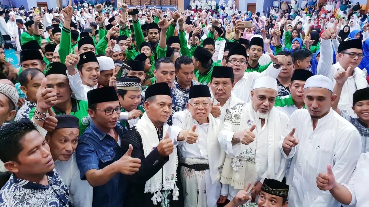 Calon wakil presiden nomor urut 01, Ma'ruf Amin menceritakan tentang pengalamannya saat menjalankan program standarisasi halal Indonesia menuju halal dunia saat menjadi Ketua Majelis Ulama Indonesia (MUI).