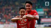 Pemain Persija Jakarta, Rio Fahmi melakukan selebrasi setelah mencetak gol ke gawang Rans Nusantara FC pada pekan ke-22 BRI Liga 1 2022/23 di Stadion Patriot Candrabhaga, Bekasi, Jumat (3/2/2023).  Persija Jakarta memetik kemenangan di pekan ke-22 BRI Liga 1 2022/23. (Bola.com/M Iqbal Ichsan)
