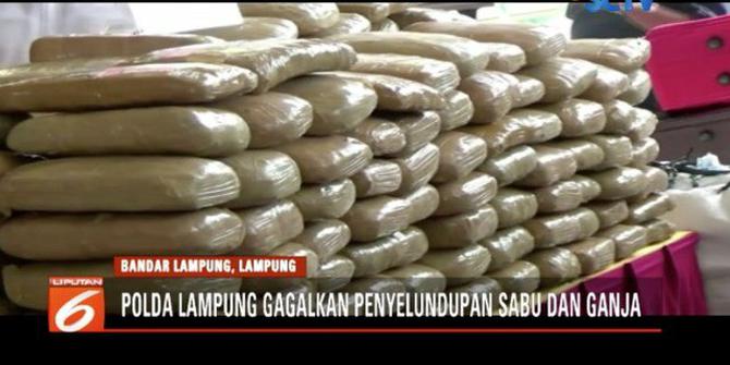 Polda Lampung Amankan Ratusan Kilogram Ganja dalam 15 Koper