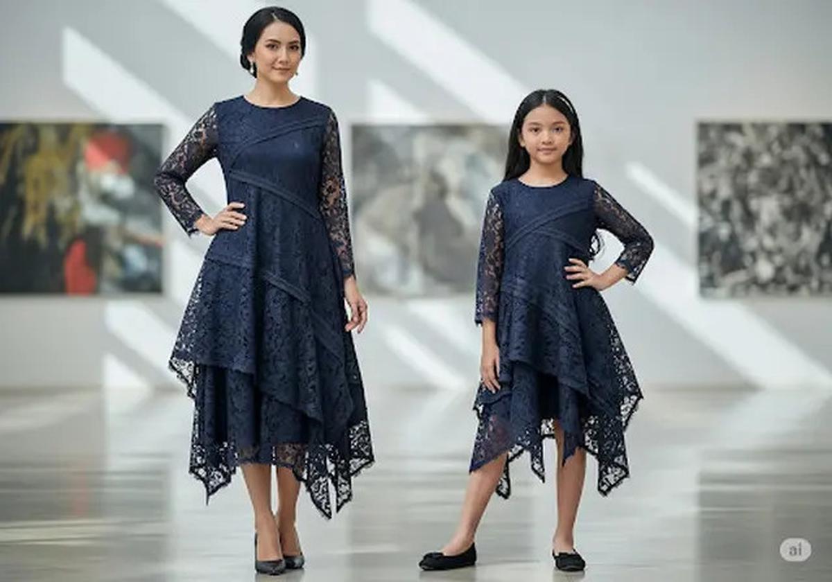 10 Model Baju Brokat Anak Kembaran dengan Ibu untuk Pesta yang Anggun dan Elegan