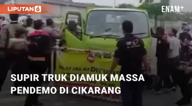 Beredar video viral terkait kerusuhan terhadap sebuah truk di media sosial. Kerusuhan tersebut terjadi di kawasan industri EJIP, Cikarang, Kab. Bekasi, Kamis (30/11/2023)