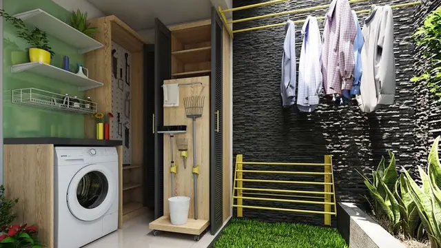 Ruang Cuci Jemur Minimalis Semi Terbuka