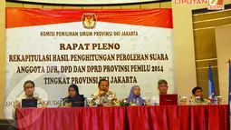 Di Hotel Borobudur, Jakarta, Rabu (23/4/14), ketua KPUD DKI Jakarta, Sumarno mengatakan, pemilu legislatif di Jakarta berlangsung aman dan lancar. (Liputan6.com/Miftahul Hayat)
