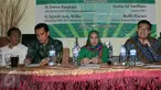 Senior PPP, Endin Sofihara, Pakar Hukum Tata Negara, Rafly Harun, Pengurus harian PPP muktamar Surabaya, Syafa Illiyin, Plt Ketum DPP PPP Muktamar Bandung, Emron Pangkapi (ki-ka) saat diskusi di Jakarta, Rabu (20/1).  (Liputan6.com/JohanTallo)